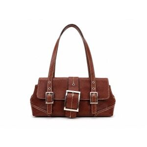 Maxx New York Vintage Y2K Brown Pebbled Retro Leather Baguette Shoulder Bag